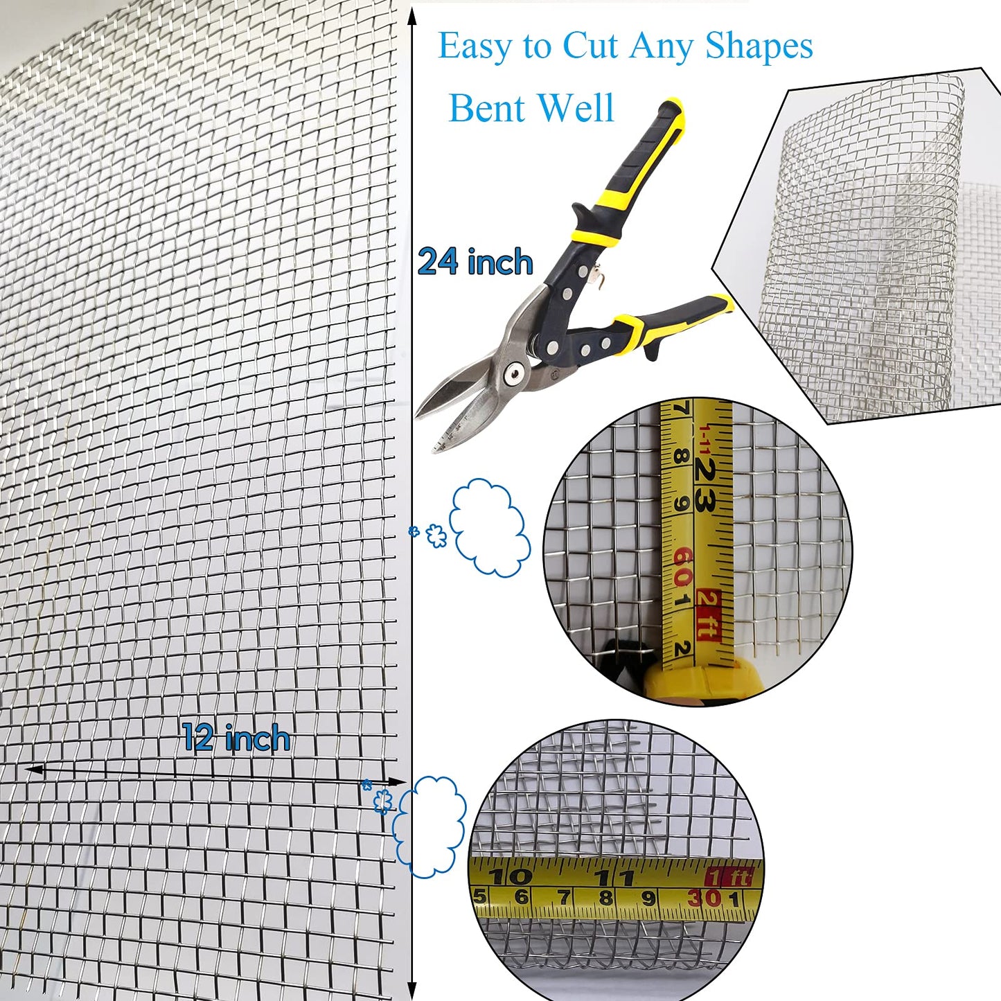 2PACK 304 Pretty Sturdy 12” X 24”(310mm X 610mm), 5 Mesh Wire Mesh Screen, Stainless Screen, Mesh Screen Never Rust, Hard and Heat Resisting Wire Mesh Used for Many Projects by Valchoose