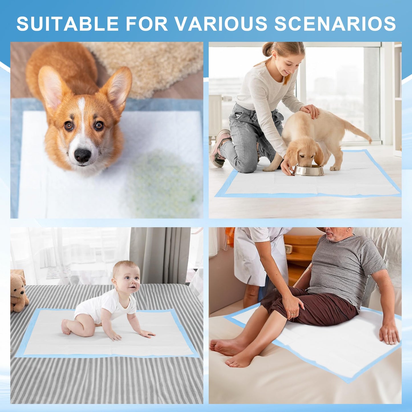 Puppy Pads Extra Large 36"x36" 40 Count, Pee Pads for Dogs, Super Absorbent & Quick-Dry, Thicken Disposable Potty Training Pads for Doggie Cats Rabbits, Leakproof Pet Piddle Pad