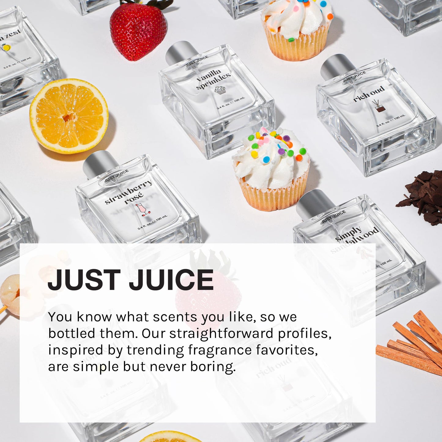 Just Juice Discovery Set - Mini Perfumes for Women and Men - Fruity, Floral, Gourmand Men's and Women's Fragrances - Travel Perfume Set - 6 pc