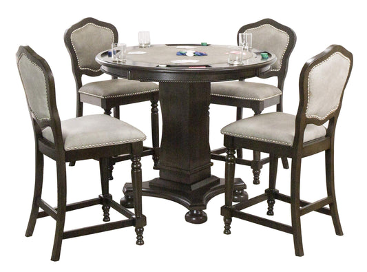 Sunset Trading Poker Dining and Game Pub Table Set, Distressed Grey (CR-87148-5P)