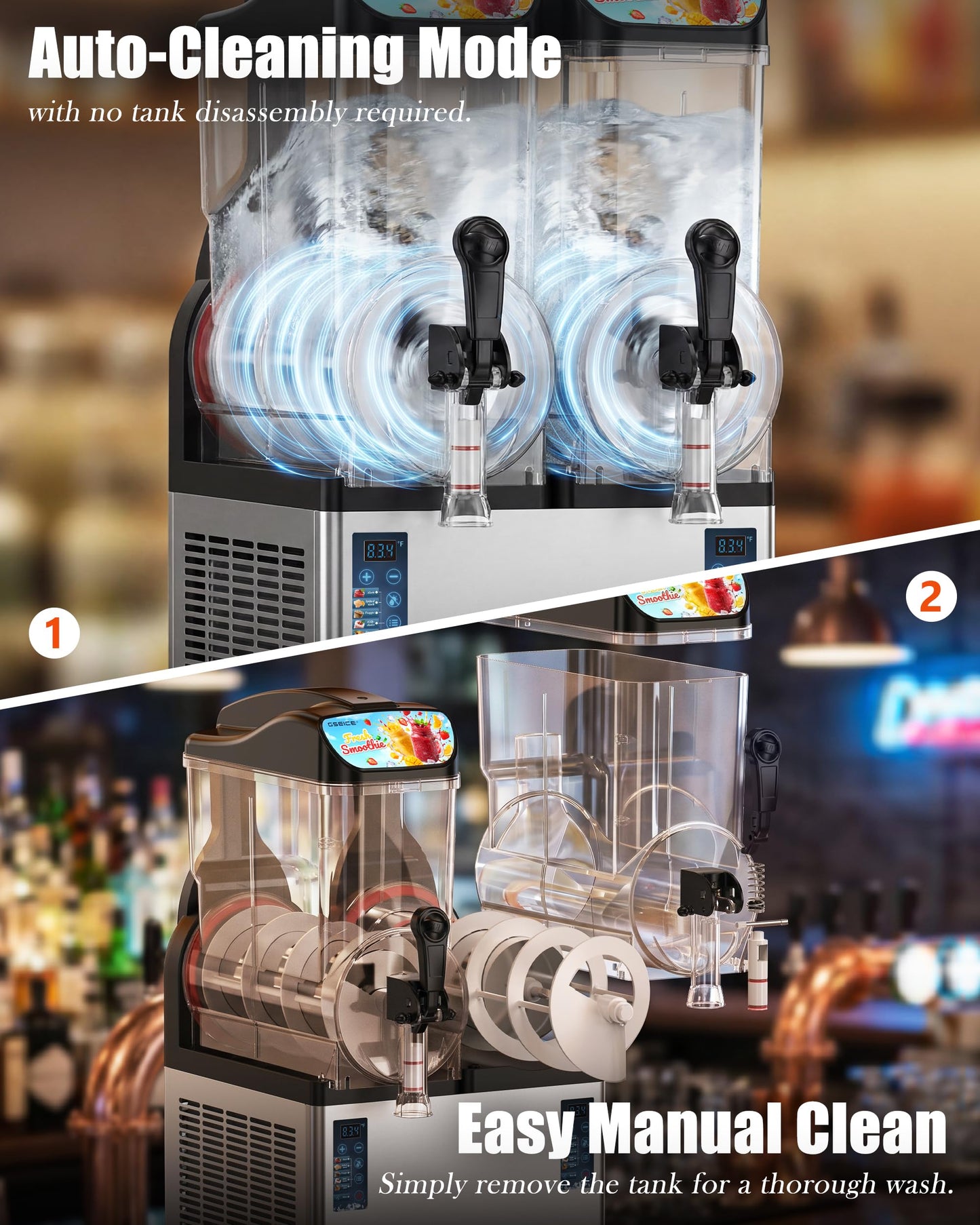 GSEICE Commercial Slushy Machine 9.5Gal/36L, Margarita Slushie Drink Maker,5-in-1,Wine Daiquiri Frapper Dispenser for Restaurants, Bars,Cafe and Home Party