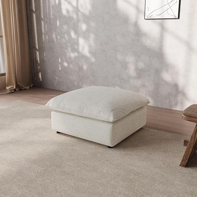 Gtilzria Ottoman,Down Fill Comfort Footrest,Down Filled Spill & Stain-Resistant Cloud Couch,L Shape U Shape Cloud Modular Sectional Sofa for Living Room,Apartment,Office,Cream White