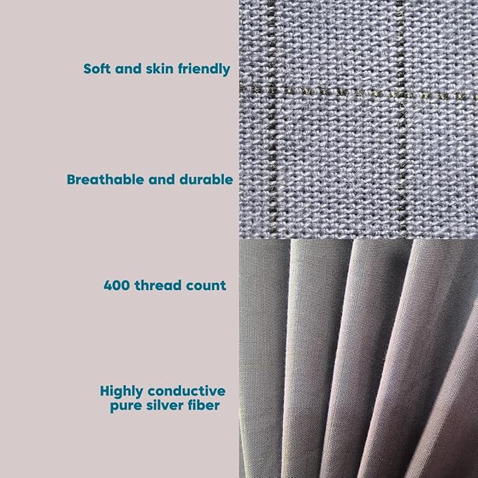 NAGS® Grounding Sheets,Grounding Bedding Sheet, Soft Cotton with Pure Silver Fitted Grounded Sheet for Improved Sleep,Pain Relief (Light Gray, King,78 * 80 * 13.5inch)