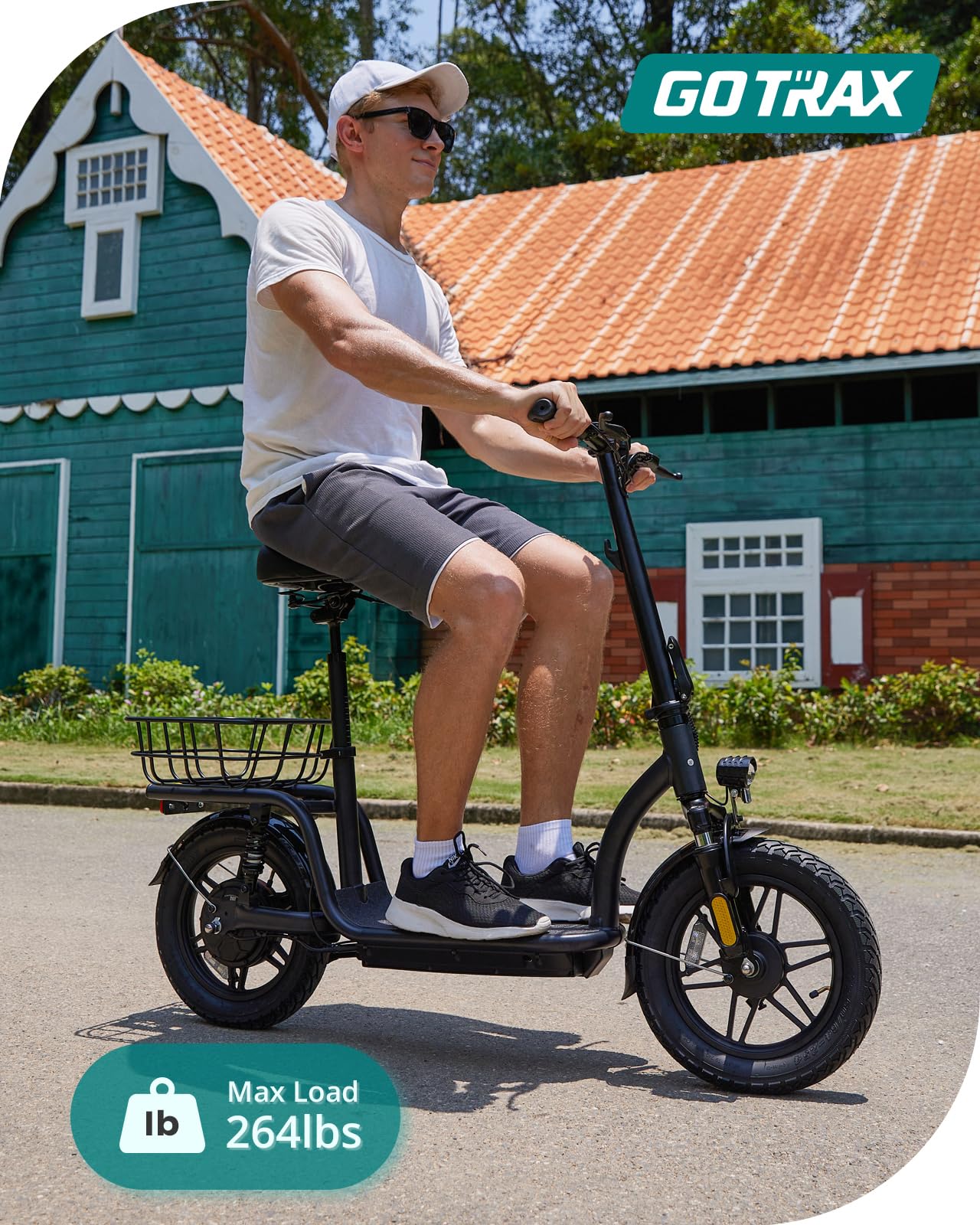 Gotrax FLEX ULTRA Electric Scooter with Seat for Adult, 25 Miles Range &20Mph Power by 500W Motor, 14" Pneumatic Tire and Comfortable & Height Adujustable, Wider Deck & Carry Basket for Commuting