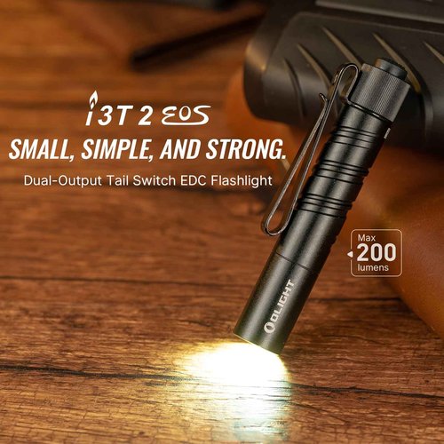 OLIGHT Baton4 Rechargeable EDC Pocket Flashlight 1300 Lumens Bundles with I3T2 EOS 200 lm Compact Bright Handheld Lights