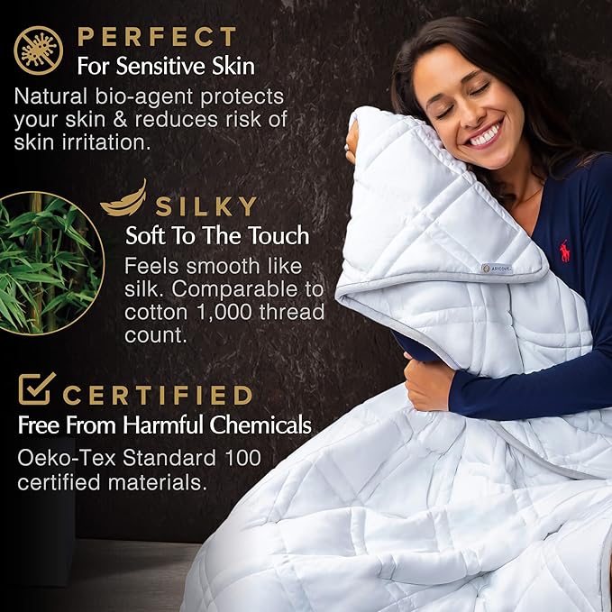 Aricove King Size Weighted Blanket, 22lbs, Cooling Weighted Blankets for Adults, Silky Soft Bamboo Viscose, 88x104 inches, Machine Washable, White