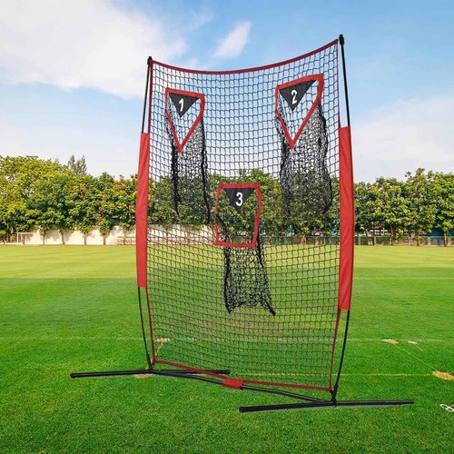 Sharellon Football Throwing Net - Heavy-Duty Portable Nylon Net with 3 Target Pockets - 6x6FT Football Goal Practice - Kids Quarterback Training Field & Home Backyard