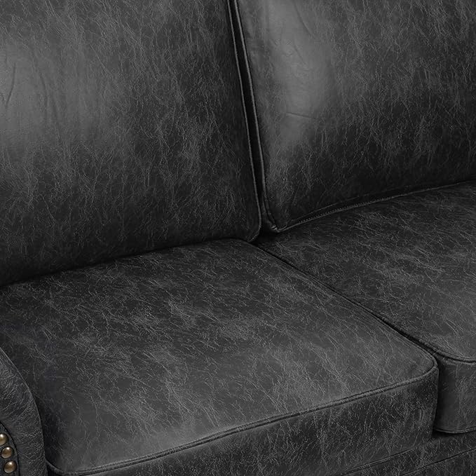 Couchus Living Room Furniture Sets,Sofa Sets and Couch Sets for Living Room,Mid-Century Vintage Sofa Couches with Rivet Design (Grey, 2 Single+3 Seater)
