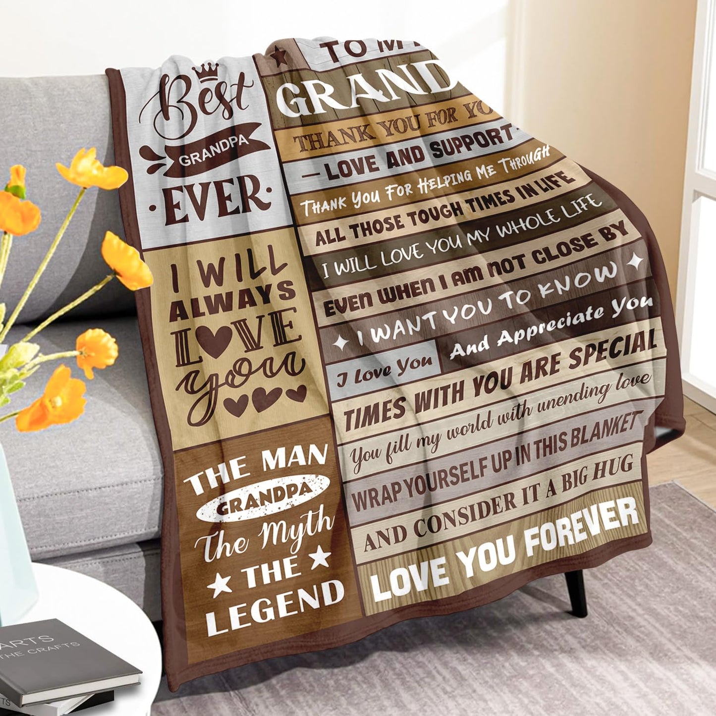 Grandpa Gifts - Birthday Gifts for Grandpa - Best Grandpa Gifts from Grandkids Granddaughter Grandson - Christmas - Great Grandfather Birthday Gift Ideas - Throw Blanket 50" x 60"
