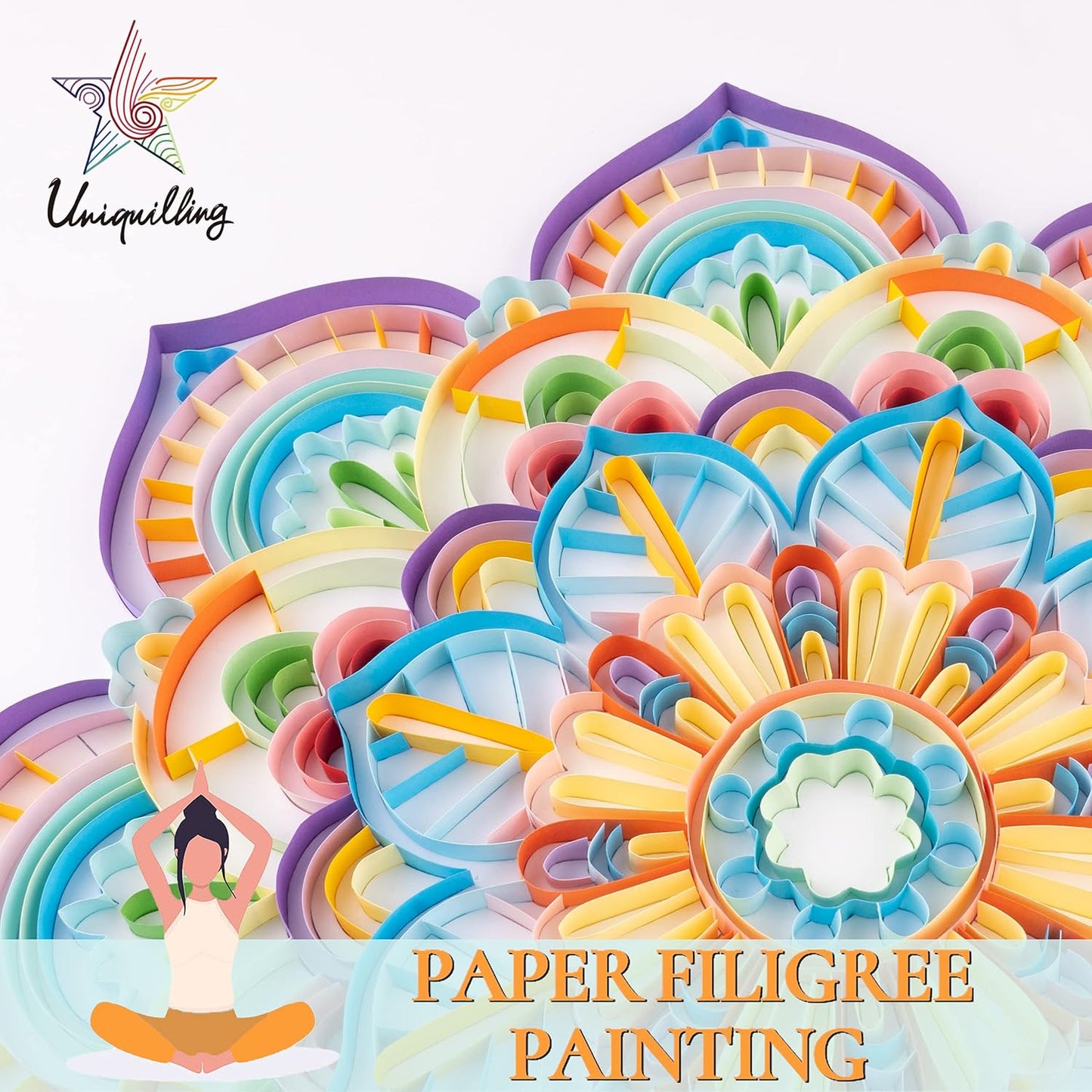 Uniquilling Quilling Paper Quilling Kit for Adults Beginner, 16 * 20-inch Purple Mandala, Exquisite DIY Paper Filigree Painting Kits Quilling Tools, Home Room Wall Art Decor Best Gifts(Basic)