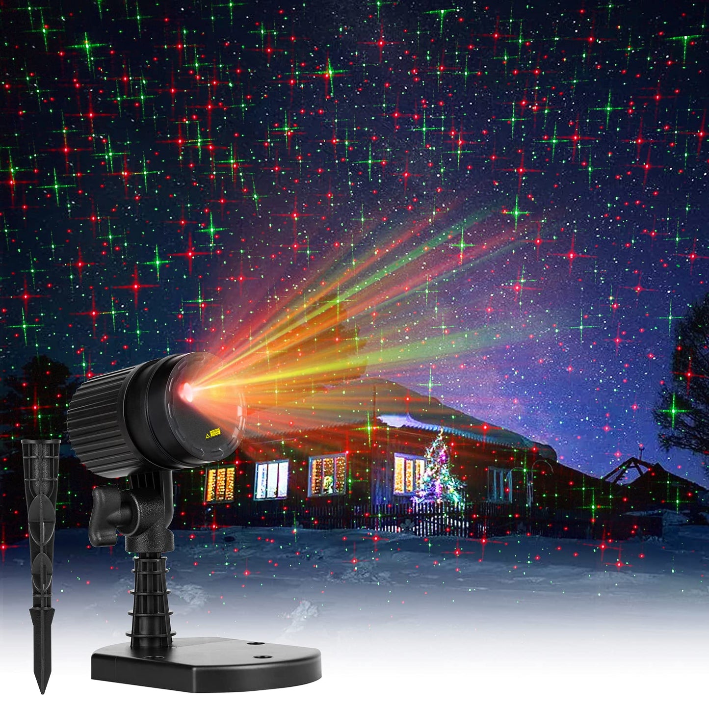 Christmas Projector Laser Lights Outdoor Red and Green Starry Projection Light 3 Working Modes Waterproof Plug in Mountable Landscape Lights for Holiday Xmas Indoor Party New Year Decoration Show