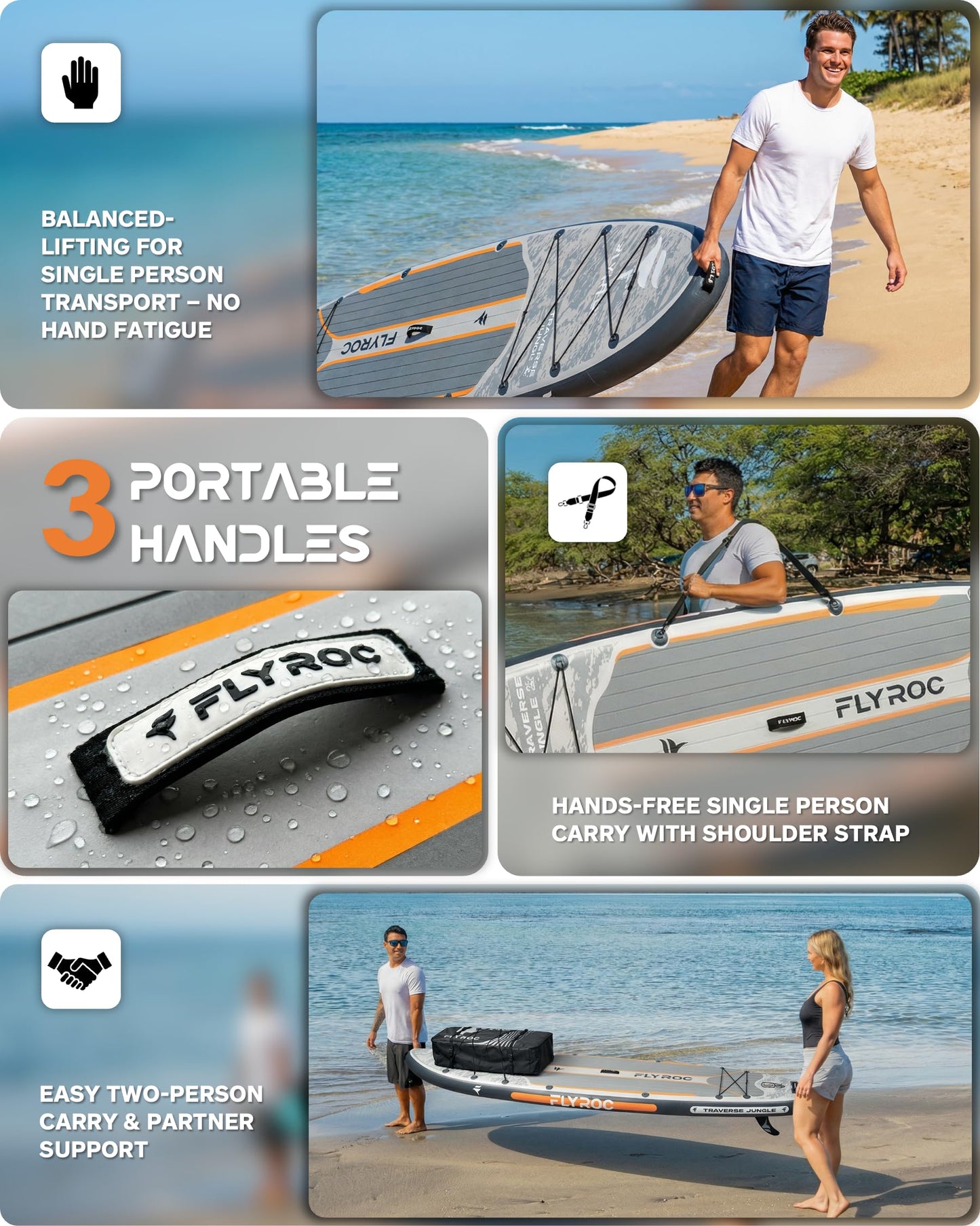 Flyroc 11'6"×35" Inflatable Stand Up Paddle Board, Extra Wide Inflatable Stand Up Paddle Board for Adults - 450LB Capacity Stable SUP Paddleboard for Fishing, Yoga & All Skill Levels, Gray