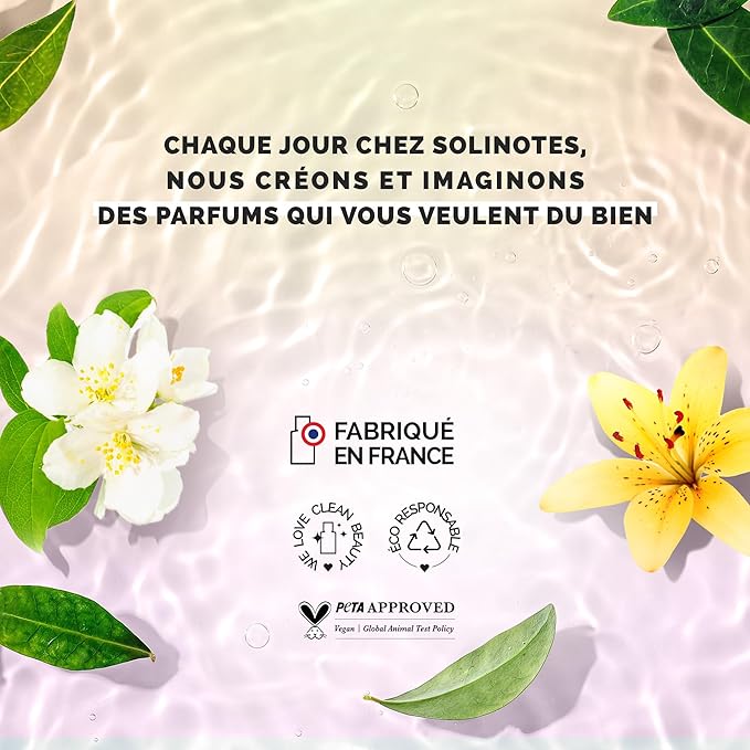 Solinotes Jasmine Flower Perfume for Women & Men, 1.7 Fl Oz/ 50 ML Eau De Parfum, Delicate Floral and Soothing Scent with Premium Ingredients - Clean Perfume, Cruelty Free, Vegan, Made in France
