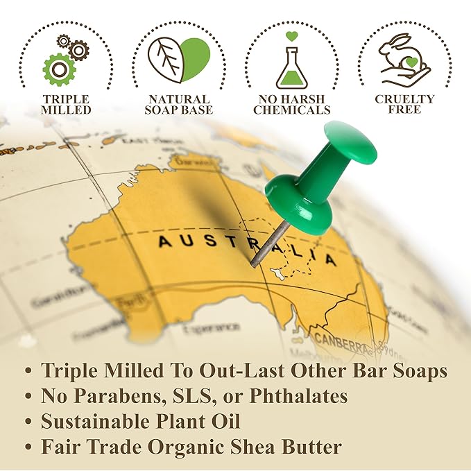 BELA Oatmeal Soap with Milk and Bran 3.3 OZ, Pack of 6, Long Lasting French Triple Milled Bar Soap with Organic Shea Butter, Hand, Face and Body Wash Bars, Made in Australia