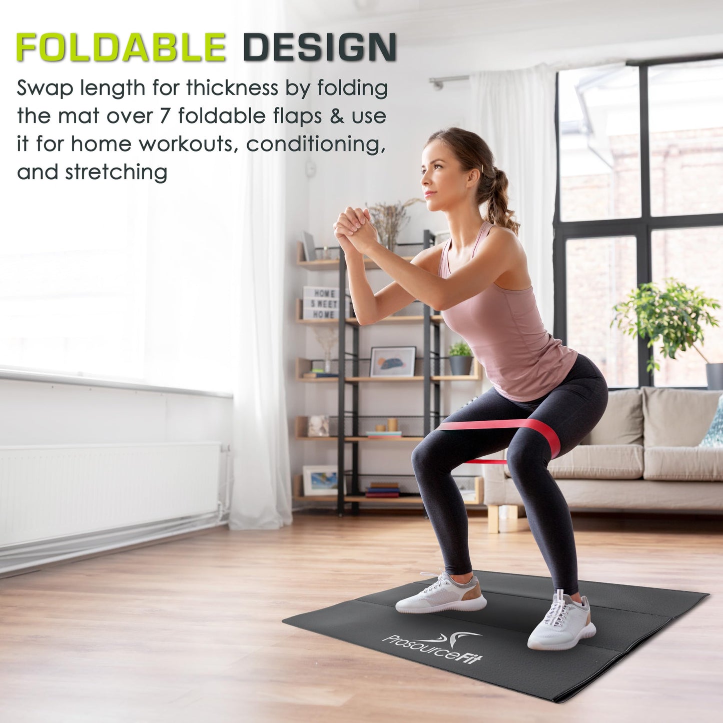 ProsourceFit Treadmill & Exercise Equipment Mats, Folding (7’L x 3’W x ¼”T) High Density PVC Floor Protector