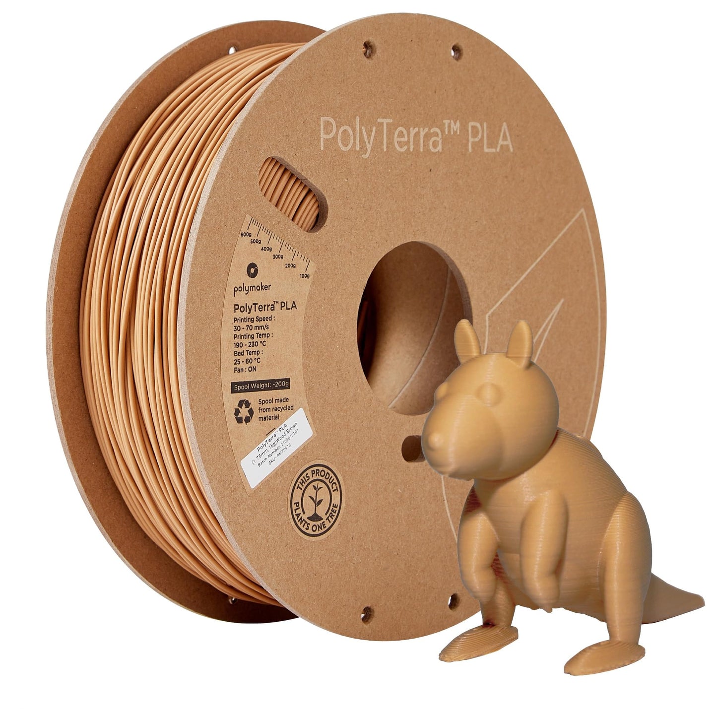 Polymaker PolyTerra Matte PLA 3D Printer Filament - Hides Layer Lines, Easy to Print, AMS Compatible, Great for Miniatures, Prot