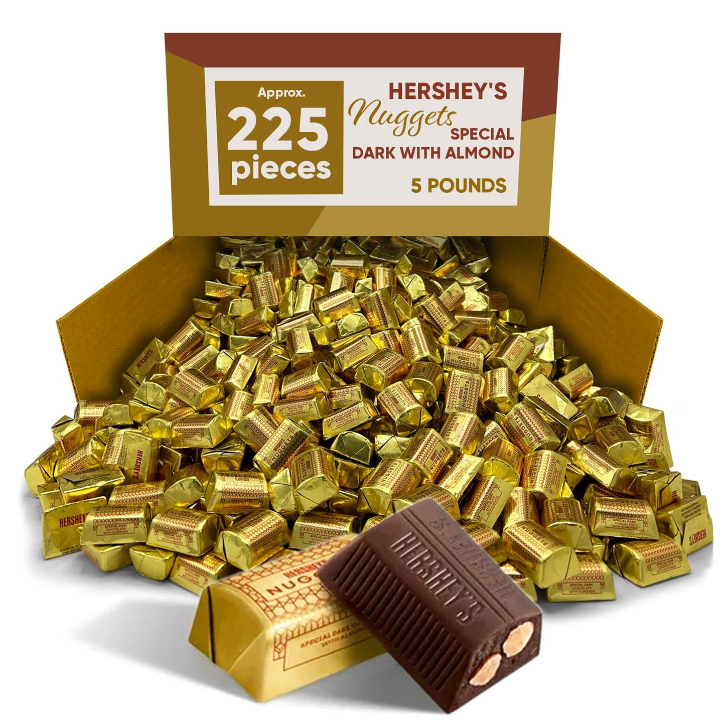 Nuggets Special Dark Chocolate With Almond - 5 Pounds Approx 225 Pieces - Bulk Candy Individually Wrapped Dark Chocolate Nuggets Bar - Snacks For Adults & Kids