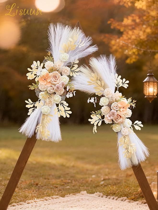 Wedding Arch Flowers, Artificial Flowers for Decoration, Large Flower Swag for Boho Styles Wedding Ceremony Floral Decor - Pack of 2
