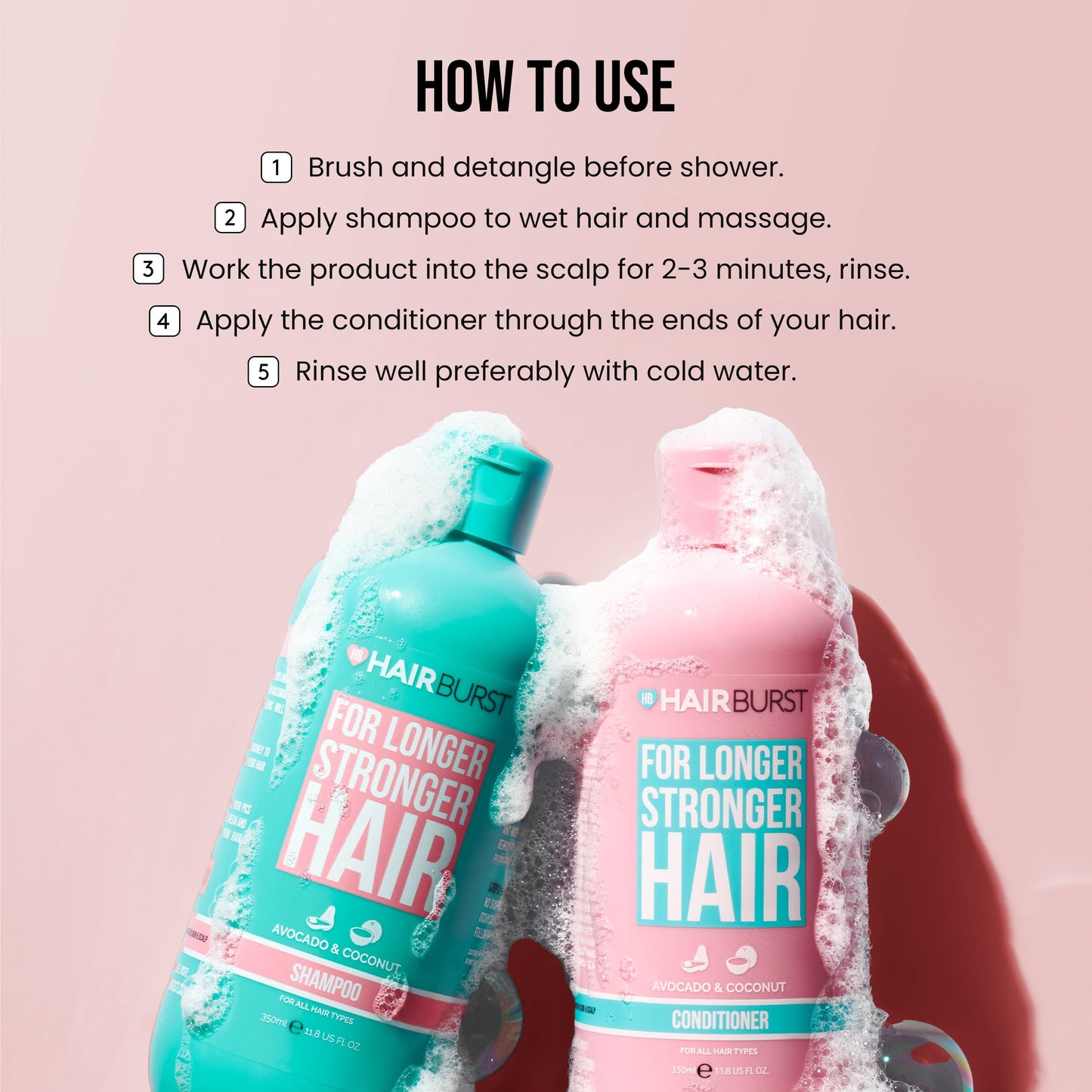 HAIR BURST Wavy & Curly Hair Shampoo and Conditioner Set - Sulfate, SLS, Paraben Free, CGM Approved - Nourishing Amino Acids, Al