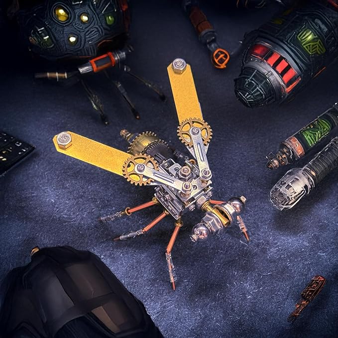 3D Metal Puzzle Insect Bug Mechanical Fly Model Steampunk Sculpture DIY Projects Making Kit Arts and Crafts Metal Building Science kit, Ideas,Gifts for Birthday(Mechanical Fly A)