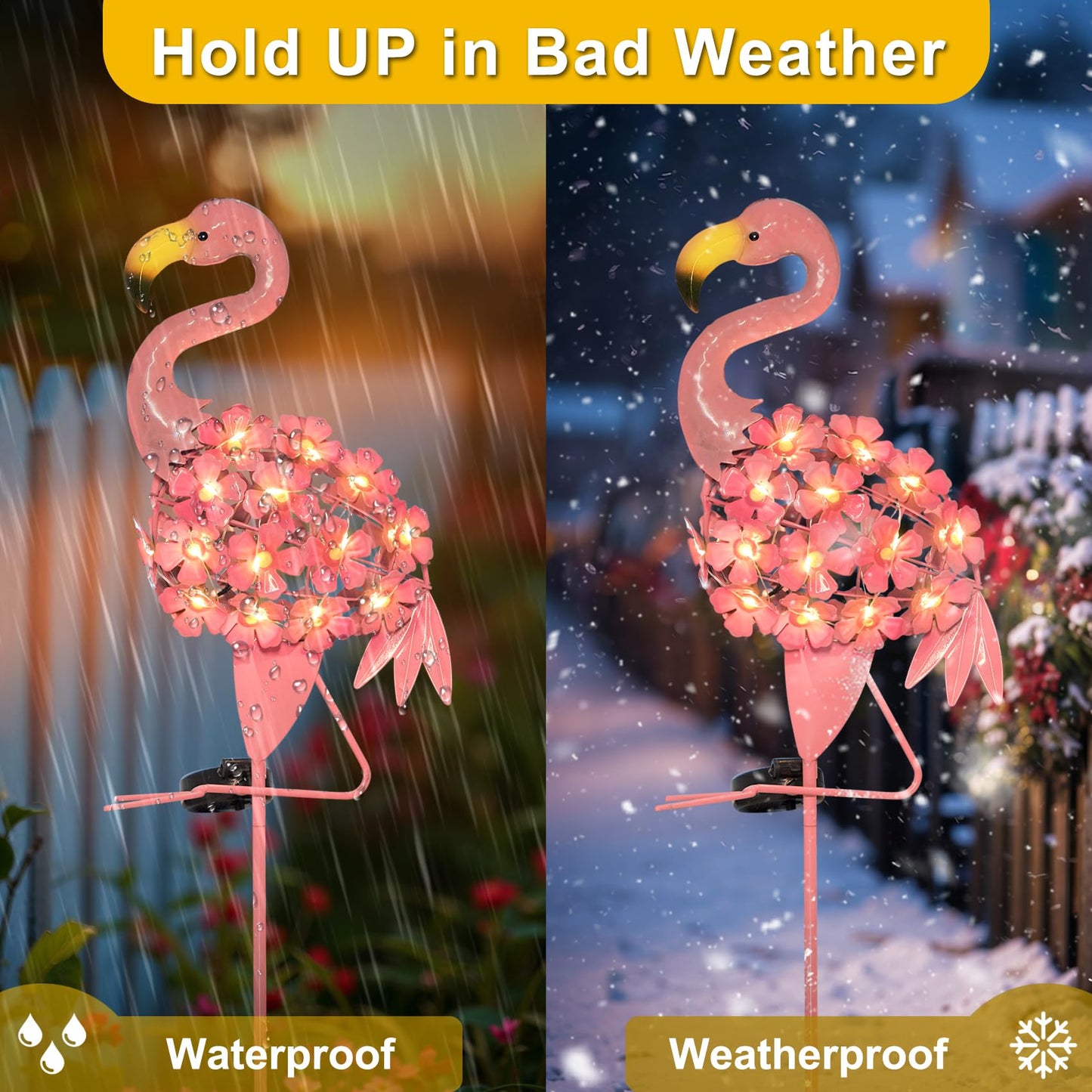 Homeimpro Garden Solar Lights Flamingo Decor Gifts for Women Yard Outdoor Decorations Stake Lights, Waterproof Warm White 27 LED for Lawn,Patio, Courtyard, for Mom Grandma