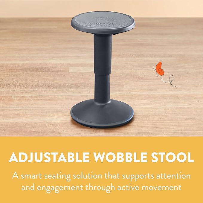 Back2School Express Adjustable Wobble Stool, Flexible Seating, Grey
