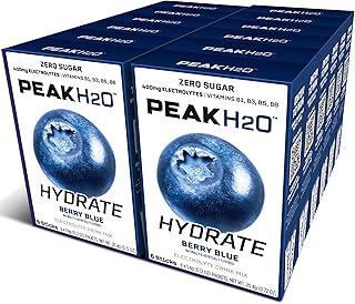 PeakH20 Electrolytes Powder Hydration Packets | Berry Blue | 72 Servings | Sugar Free Water Flavor Packets for Workout Rec...