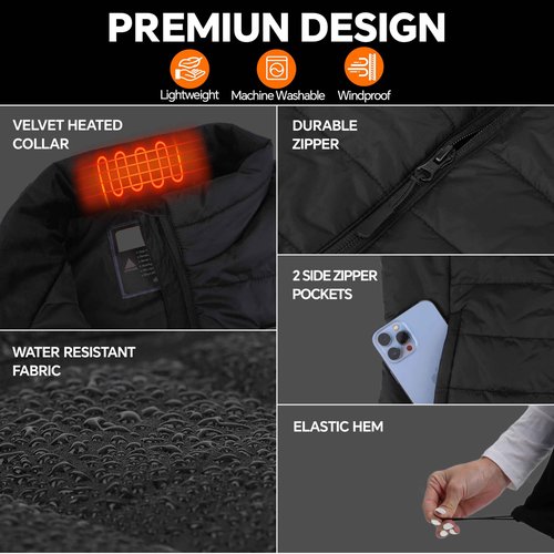 SNOW LEOPARD Women’s Heated Vest with Battery Pack Included 7.4V / 16000mAh, Lightweight Electric Vest