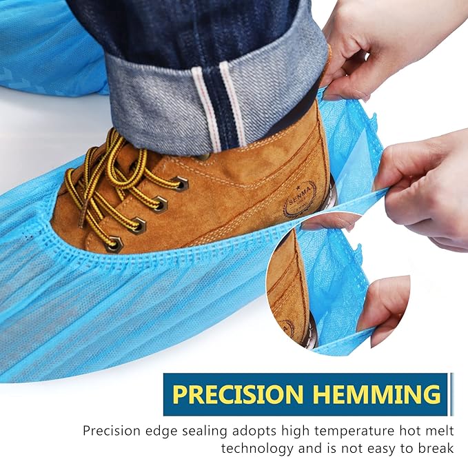 squish 200 Pack Shoe Covers Disposable Non-Slip, Blue Non-Woven Fabric Boot Covers for Indoors Breathable Slip Resistant Durable Boot&Shoes Cover, Protector Covers Fits Virtually Most Shoes