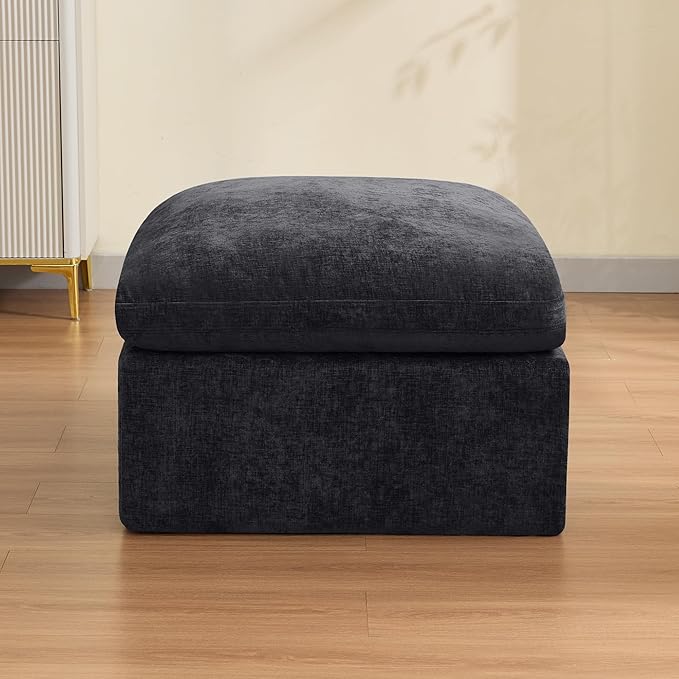 WUTUTUEE 33.5'' Cloud Ottoman for Modular Sofa, Comfy Chenille Upholstered Footrest with Memory Foam, Fully Compressed Packaging, Oversized Ottoman Bench for Living Room or Small Space, Dark