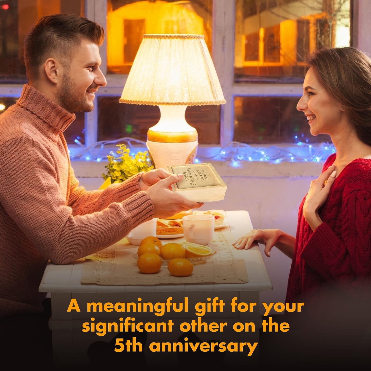 STOFINITY 5 Year Anniversary Wooden Gifts for Him Her - 5th Anniversary Traditional Gifts for Wife Husband, 5 Year Marriage Gift for Couple, Fifth Wedding Present for Men