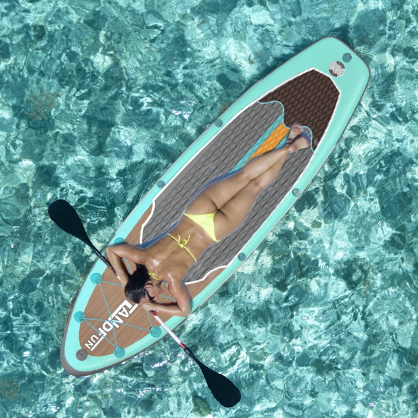 Inflatable Stand Up Paddle Board with Seat, 10'6" SUP 440LBS, Recreational Paddleboard for Adults Beginners, Blow Up Paddle Board with Fishing Design, Camera Mount, Cooler Bag & Full Accessories