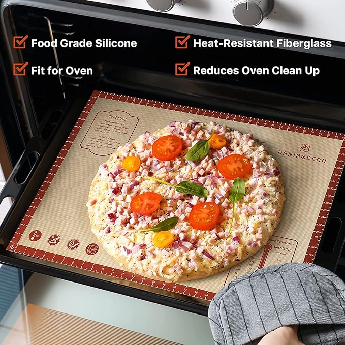 2 Pack Non Stick 26''x16'' Extra Large Thick Silicone Pastry Mat and 11''x16'' Cooking Mats, Double Measures Scale for Non-slip Silicone Baking Sheet,Counter Mat, Dough Rolling, Reusable Bakeware Mats