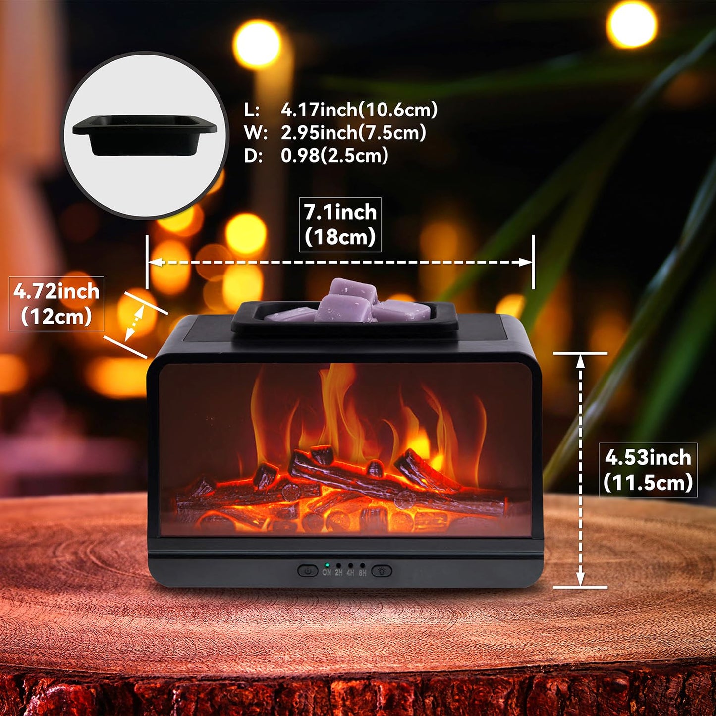 AGATECHO Fireplace Wax Melt Warmer Dynamic Flame Wax Burner with Timer Wax Melter by PTC Heating Safe Auto-Off Simulated Flames Fragrance Warmer for Scented Wax for Home Office Decor