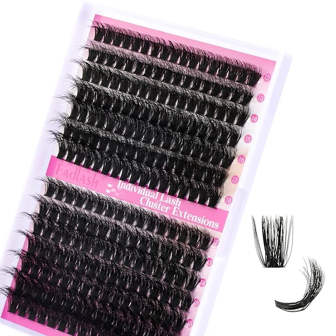 FADLASH Lash Clusters 80D+100D Fluffy Eyelash Clusters 12-18mm Individual Lashes Cluster Eyelash Extensions 3D Effect Wispy 280pcs Thick Lash Extension Clusters (80D+100D-0.07-D, 12-18mm)