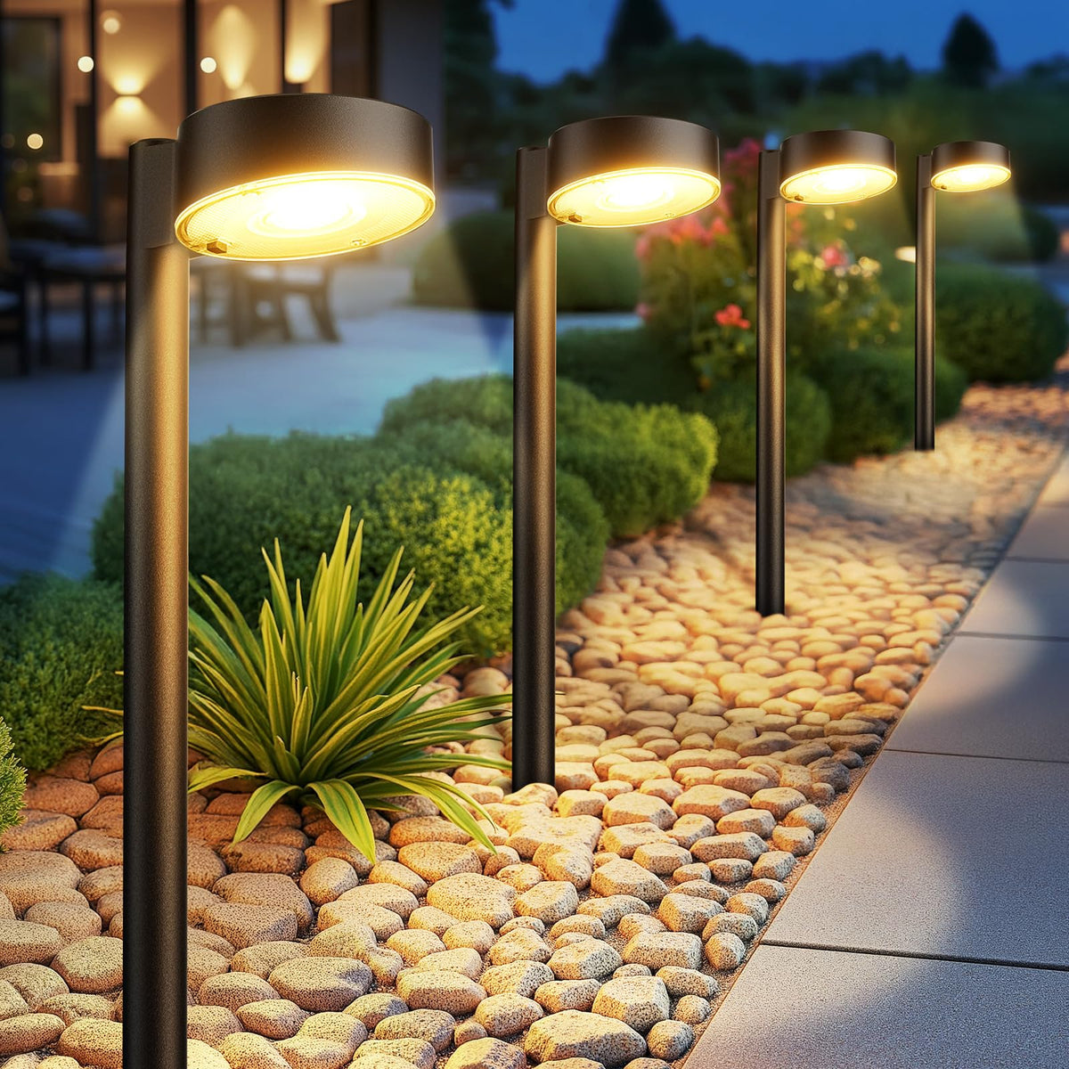 Ahaorigin 8 Pack Solar Pathway Lights Outdoor, 12 Brighter LED Solar Lights Outdoor Waterproof, Up to 12 Hrs Modern Path Light for Yard Garden Walkway Driveway Lawn (8 Pack)