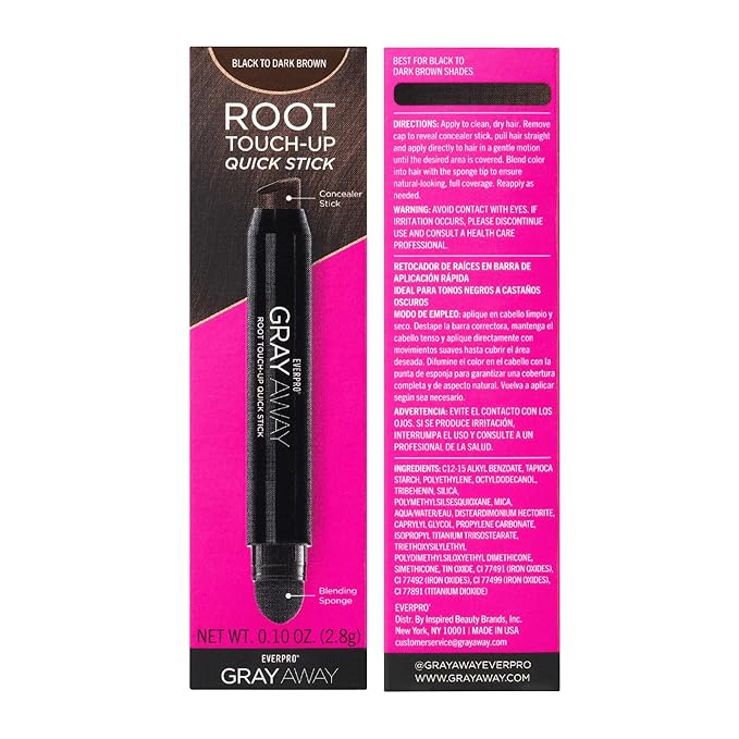 EVERPRO Gray Away Root Touchup Quick Stick, Black/Dark Brown, 0.1 Oz (Pack of 2)
