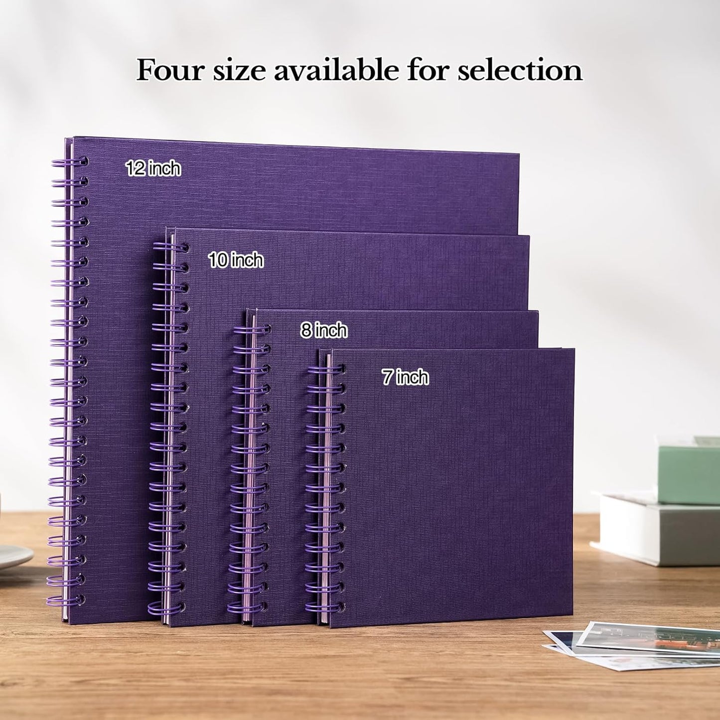 potricher 8 x 8 Inch DIY Scrapbook Album 40 Pages Hardcover Kraft Paper Scrap Book Photo Albums Memory Book for Wedding and Anniversary Family (Purple, 8 Inch)