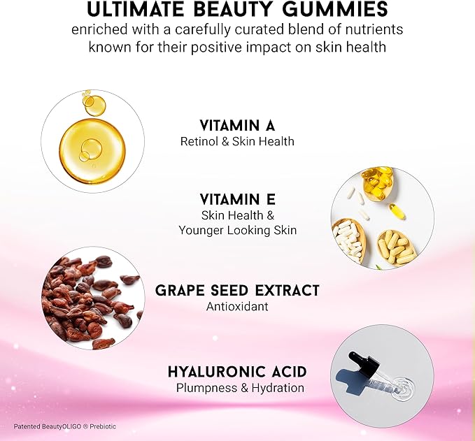 Joyce Giraud Ultimate Beauty Gummies, 30-Day Supply, Supports Skin Hydration & Healthy Skin Tone, 90 Gummies