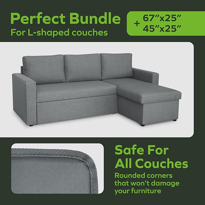 BEN'SHOME® Heavy Duty Sectional Cushion Support Board – Instantly Repair Sagging Sofa Seat | 25" x 67"+45" | .5" Furniture Grade Wood Under Cushions Insert, Anti-Slip, Extend Sofas & Couches Life