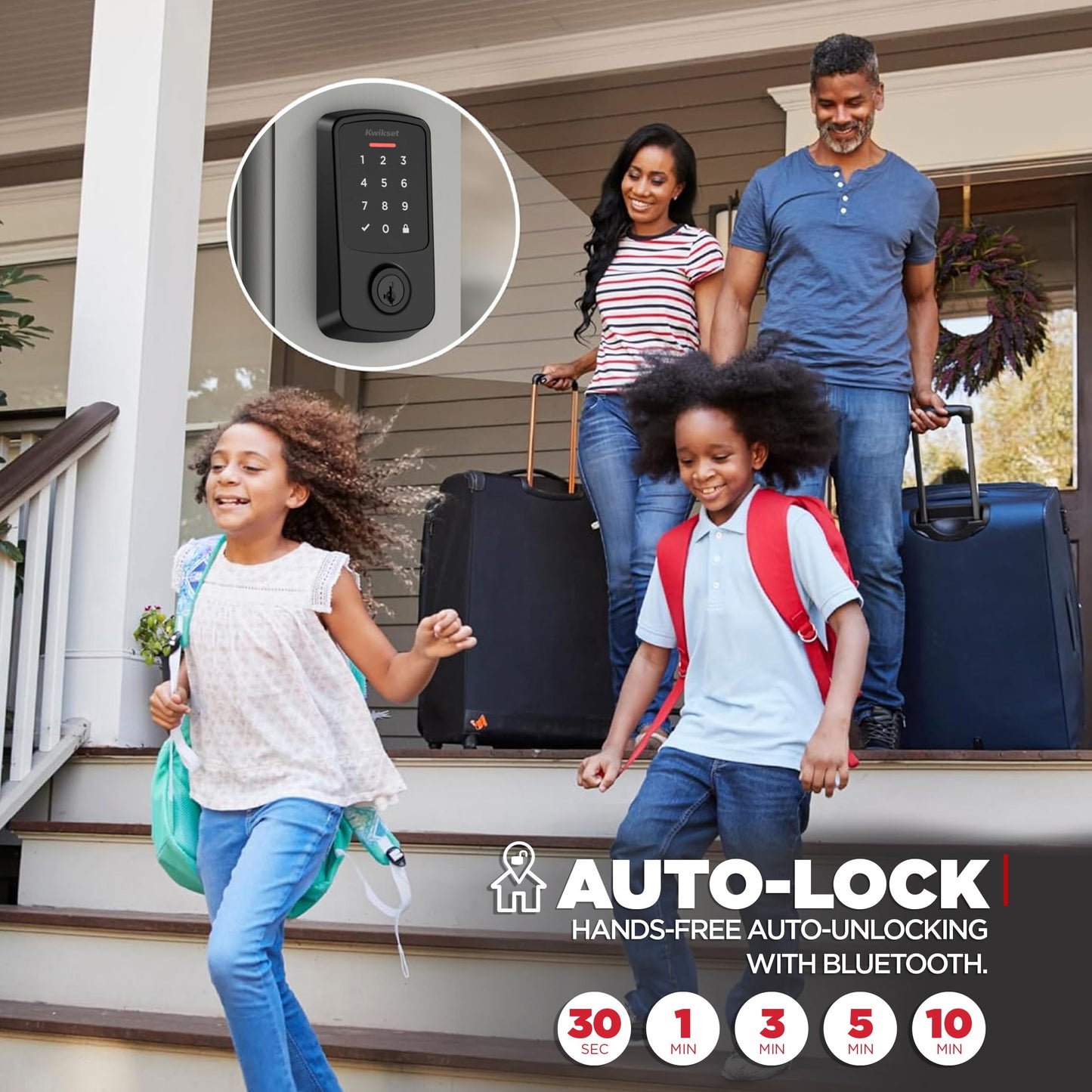 Kwikset Aura Reach Smart Lock Matter Over Thread and Bluetooth Enabled Keyless Entry Door Lock Deadbolt, BHMA Certified, Proximity Wakeup, Geofence Auto-Unlock Matte Black