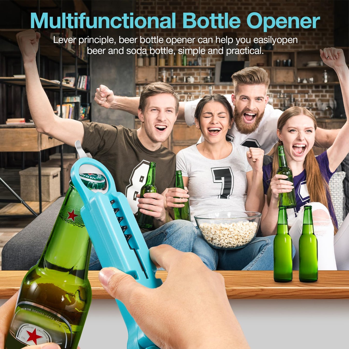 UYWLYCL Jar Opener Bottle Opener and Lid Opener for Seniors with Arthritis, Weak Hands, Multi 7 in 1 Retractable Magnetic Can Opener, Original Kitchen Wine Opener Gadgets (Cyan)