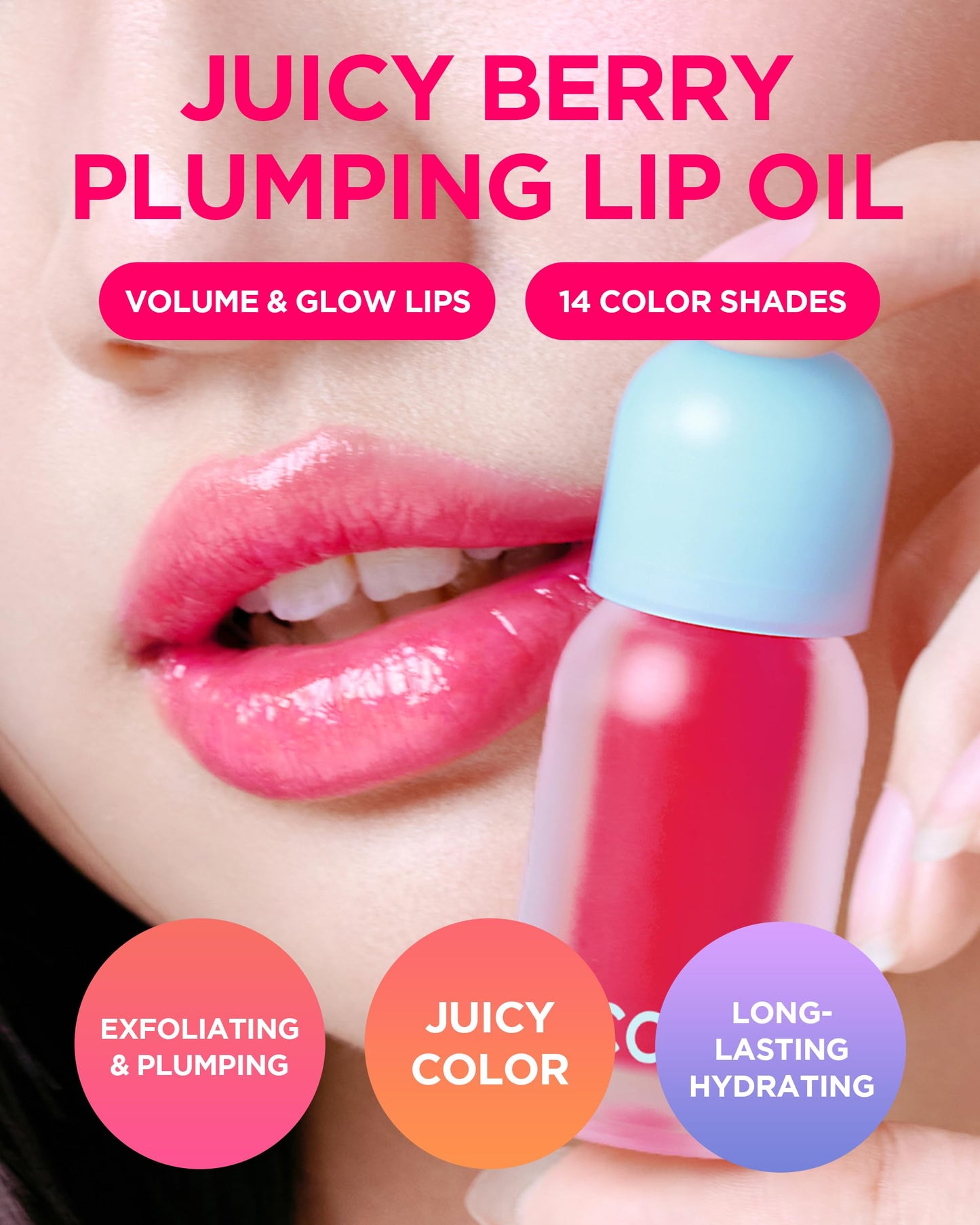 TOCOBO Juicy Berry Plumping Lip Oil 03 Black Cherry - Korean Vegan Hydrating Lip Oil with Plant Oils for High Shine Gloss - Non