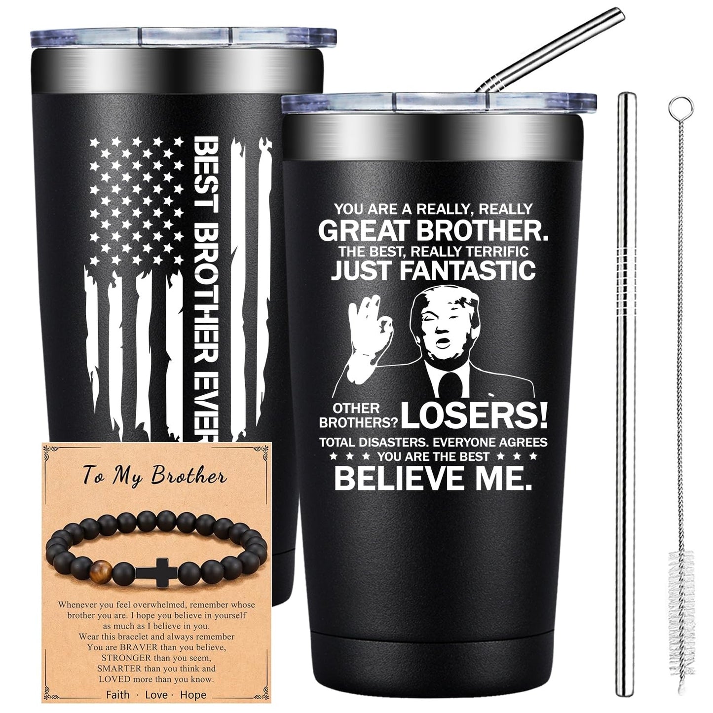 DOEARTE Gifts for Brother - Brother Gifts from Sister - Christmas Gift for Brothers Adult - Fathers Day, Birthday Gifts for Brothers - 20oz Tumbler