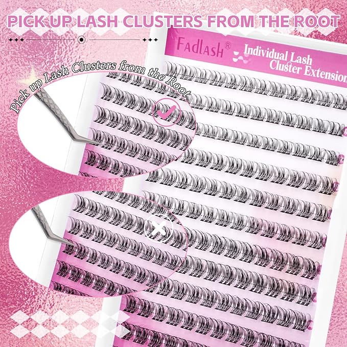 Natural Lash Clusters DIY Lash Extensions at Home Wispy Eyelash Extensions Individual Cluster Lashes 9-12mm Eyelash Cluster False Lashes by FADLASH (SLYW)
