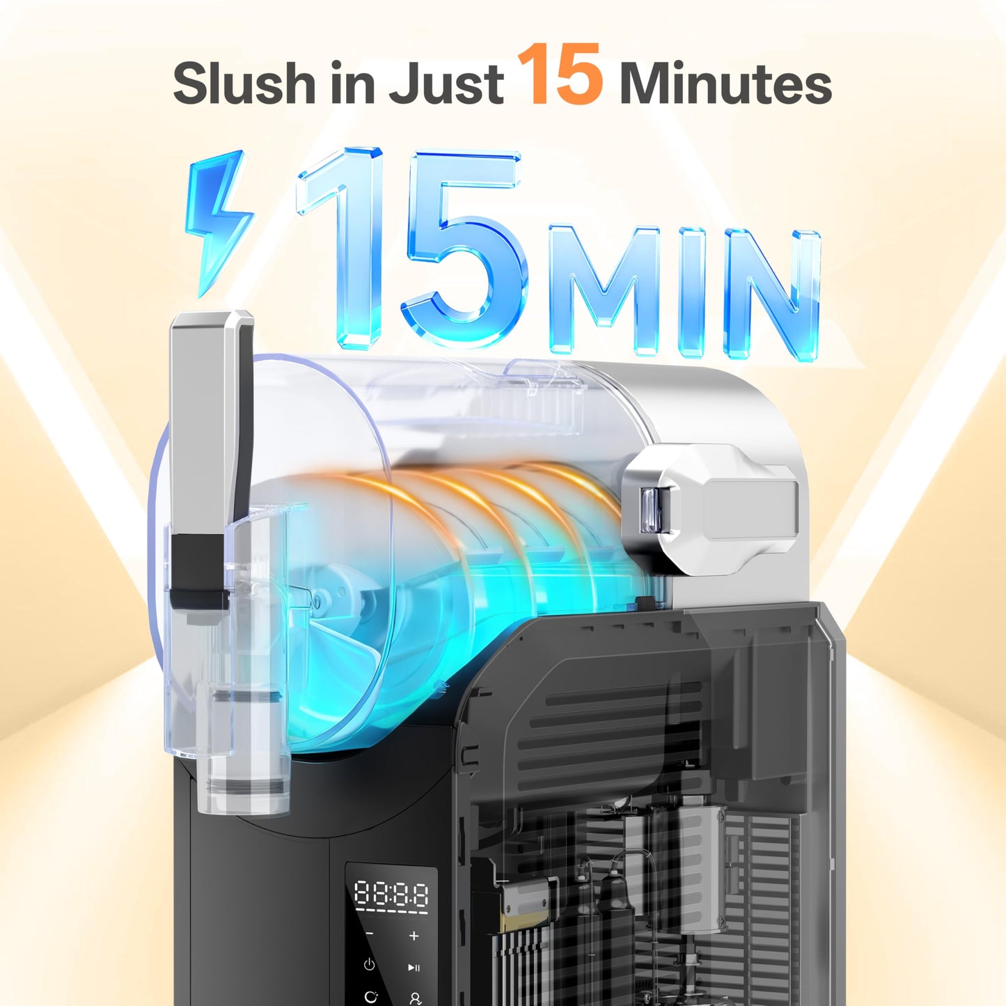 ZABINS Slushie Machine, 2L/68oz Frozen Drink Maker & Margarita Machine with 6 Presets and LED Display, No Ice Needed, Slushy Machine for Home & Party