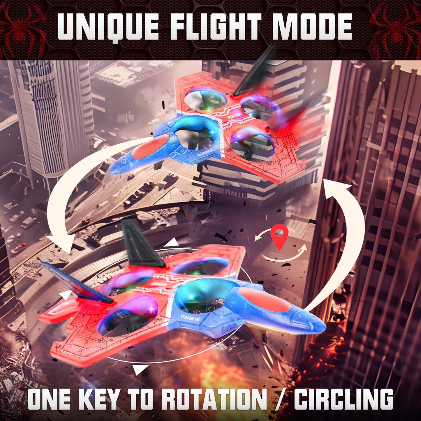 BEZGAR Drones for Kids | 2.4GHZ RC Plane, Spider Toys for Boys, Remote Control Spider, Remote Control Airplane, RC Helicopter, 360° Flip Fighter Jet Toy, Toys for ages 8-13