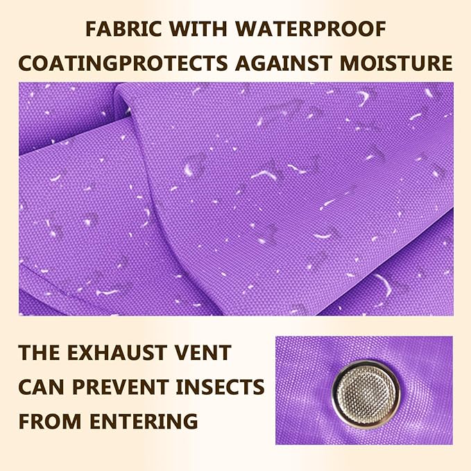 5-piece compressed clothes storage bags, foldable wardrobe storage bags, large-capacity with handles, suitable for sweaters, bed sheets, blankets, down quilts, pillows, toys, etc.（purple）