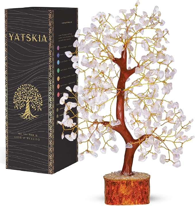 Clear Quartz Gemstone Tree - Crystal Tree of Life, Healing Crystals and Stones, Crystal Tree for Positive Energy, Good Luck Gifts