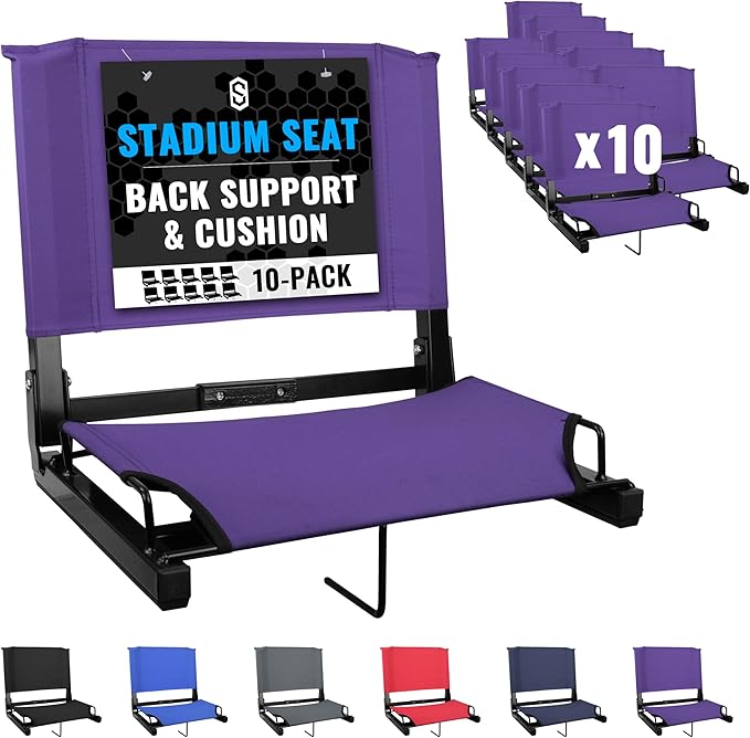 Sports Unlimited - Bleacher Chairs with Back and Cushion - Stadium Seats with Back Support Wide and Regular, Stadium Chair